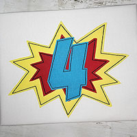 4th Birthday Superhero Machine Applique Design - Triple Stitch